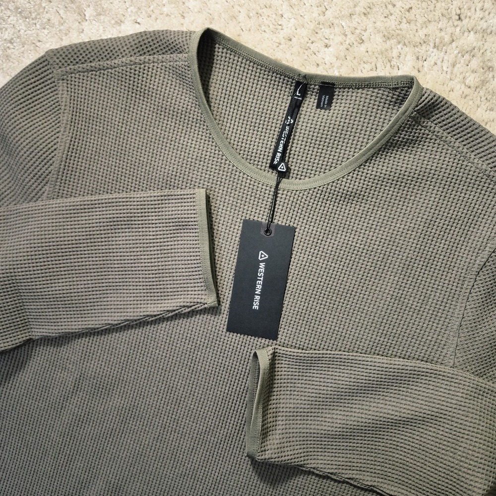 Western Rise Venture Shirt Green Mens Large Waffle Knit Performance Outdoor New